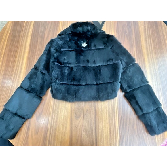 RARE Vintage Y2K Rocawear Rabbit Fur Jacket Coat Authentic Small Rhinestone Zip - Picture 5 of 16
